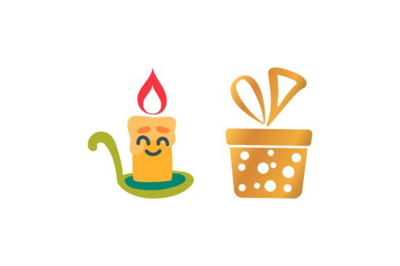 Candle and Gift Christmas Vector Icon