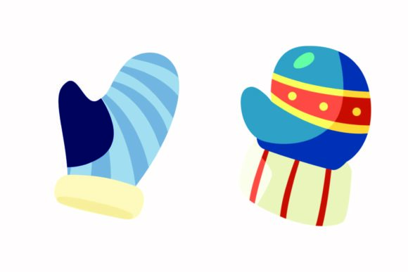 Christmas Blue Gloves Wool Illustrations