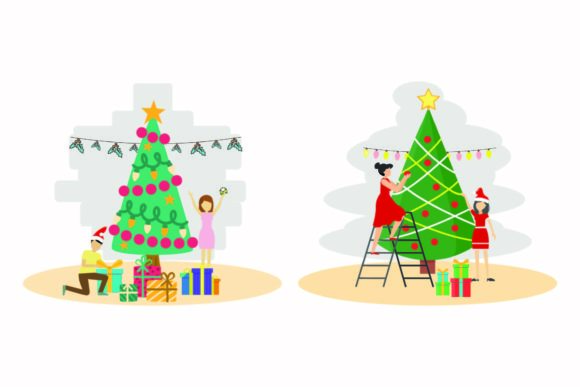Christmas Decoration Tree Vector Set for Festive Branding