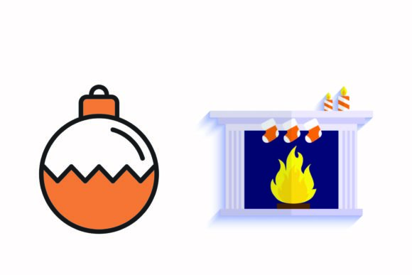 Christmas Fireplace Illustration Vector