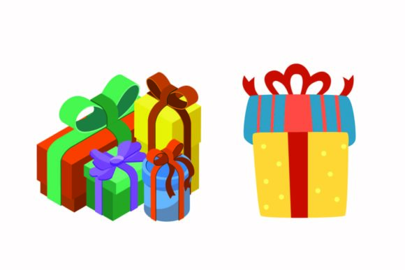 Christmas Gift Ribbon Illustration Set