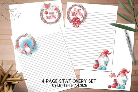 Christmas Gnomes Stationery Set Freebies