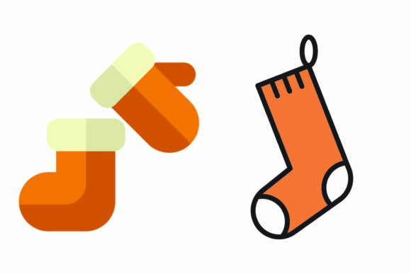 Christmas Orange Shocks Gloves Vector Illustrations