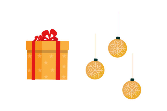 Gift and Ornaments Christmas Vector Icon