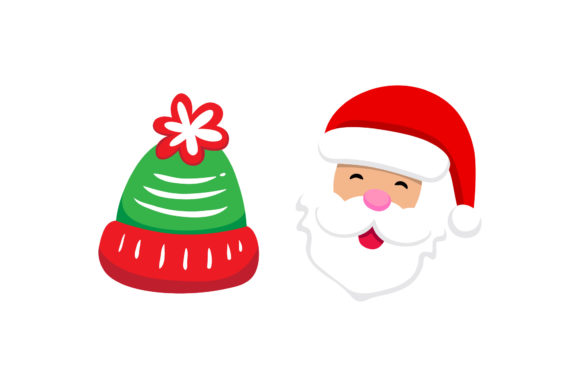 Hat and Santa Christmas Set Illustrations