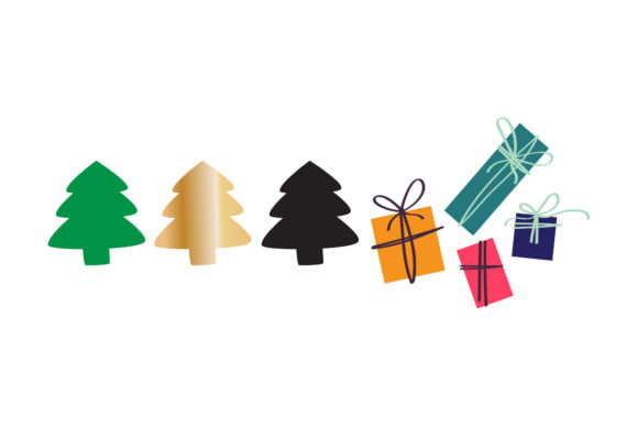 Tree and Gift Box Christmas Vector