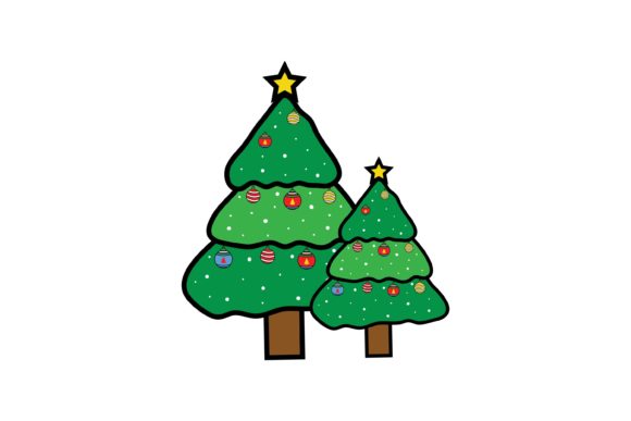 Twin Tree Decoration Christmas Icon for Festive Branding